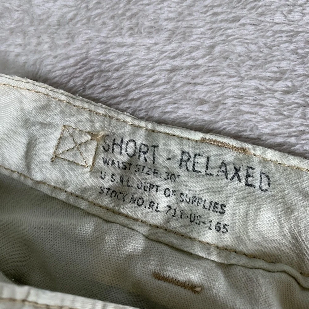 Polo Ralph Lauren Cargo Shorts‎ Mens 30 Beige Relaxed Fit Drawstring Drill Khaki
